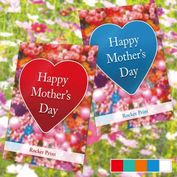 母の日用・花の写真とハートのフレームメッセージカード