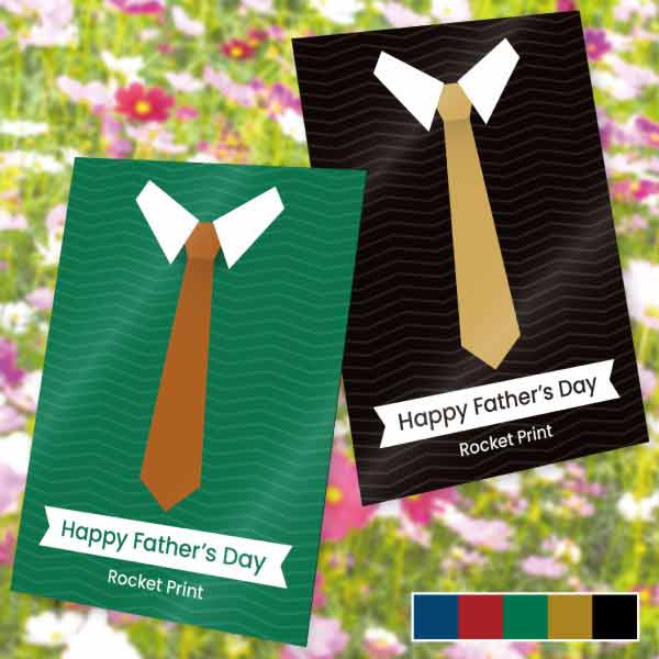 父の日用・ネクタイのシルエットとストライプメッセージカード