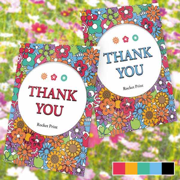 メッセージ用・カラフルな花とThankYouメッセージカード