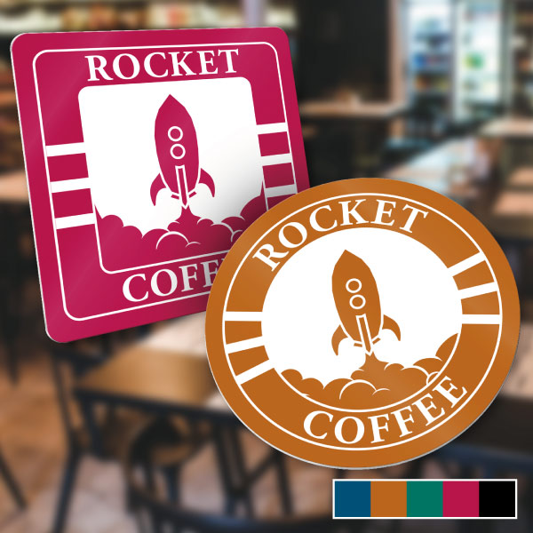 カフェ 喫茶店用ロゴマーク コースター 印刷のロケットプリント
